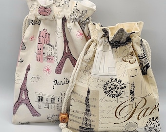 Paris Drawstring Fabric Gift Bag
