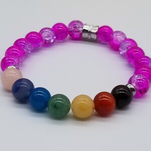 7 Chakra Bracelet, 8 mm Bead Chakra Bracelet, Charm Bracelet, Made in Texas USA