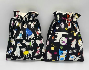 Dog Cat Drawstring Fabric Gift Bag
