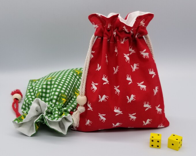 Reusable Fabric Gift Bag, Christmas Reindeer