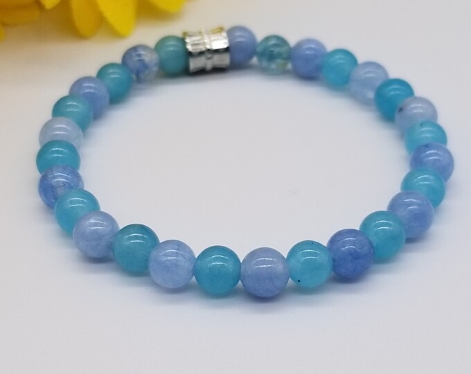 Aquamarine and Crystal Bracelet 6 mm
