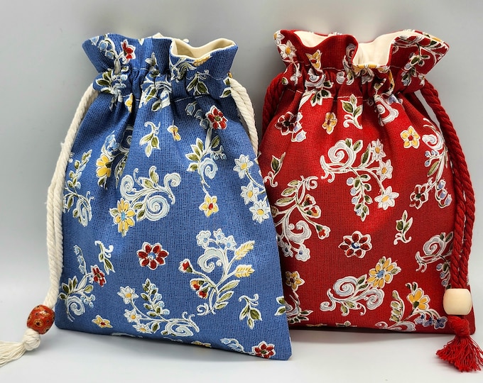 Vine Flower Drawstring Fabric Gift Bag