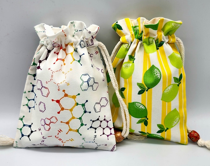 Yellow lemon Drawstring Fabric Gift Bag