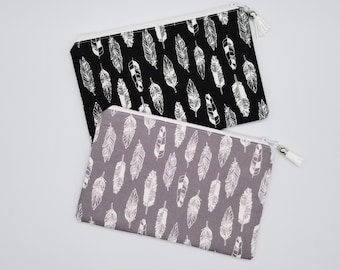 Bird Feather on Black and Gray Background