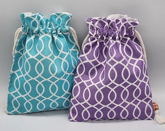 Teal Purple Drawstring Fabric Gift Bag