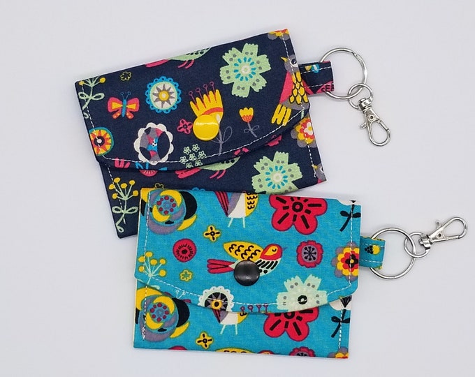 Birdie Teal and Navy Blue Pouch