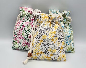 Springflowers Drawstring Fabric Bag