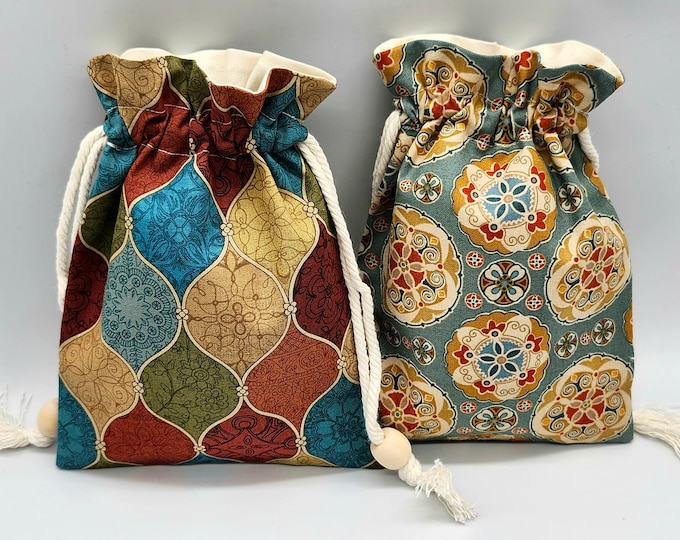 Vintage retro Drawstring Fabric Gift Bag