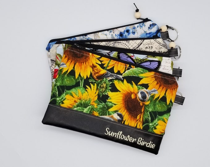 Sunflower Birdie Zipper Pouch