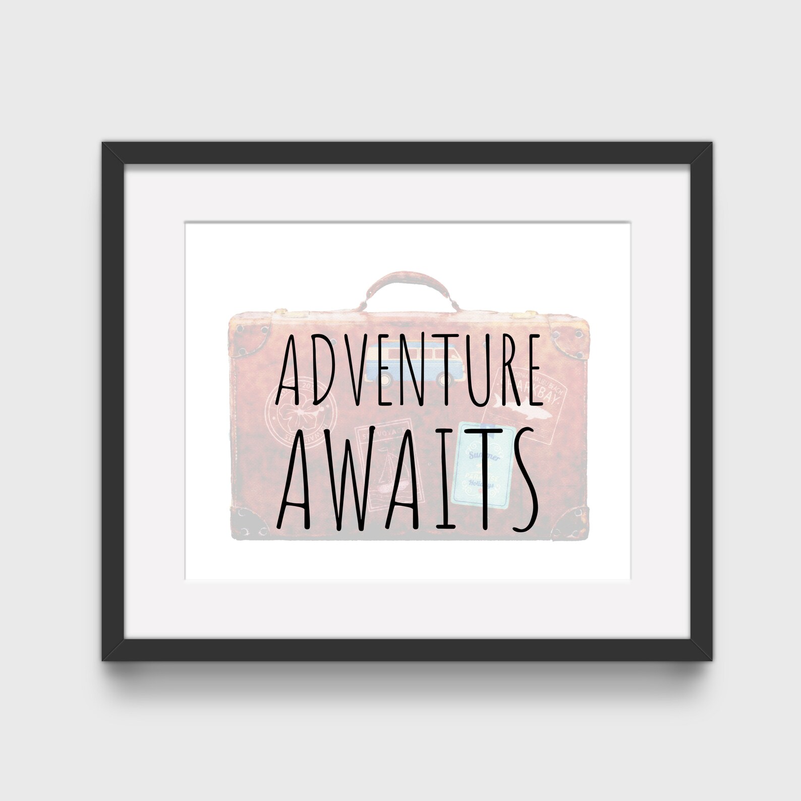 Adventure Awaits Suitcase Travel Quote Horizontal Printable Digital