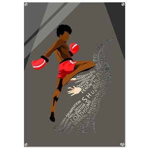 Black Man Fighting Against Hate With Kickboxing, Black Art, Black Martial artist Acrylic Print