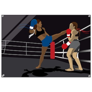Female Thai Boxers Leaving Everything In The Ring - Acrylic Print