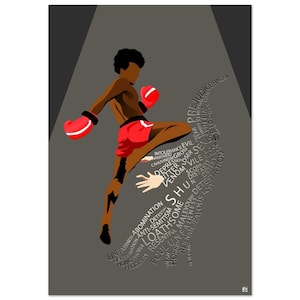 Black Man Fighting Against Hate With Kickboxing, Black Art, Black Martial artist - Metal Print