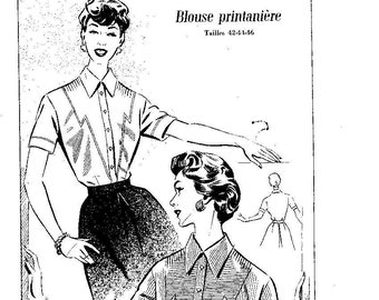 pattern vintage spring blouse 1957 T42-44-46