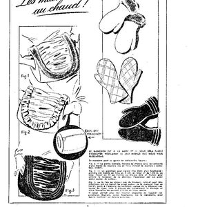 vintage pattern, 1949 women of today: mittens, beguin muff image 1