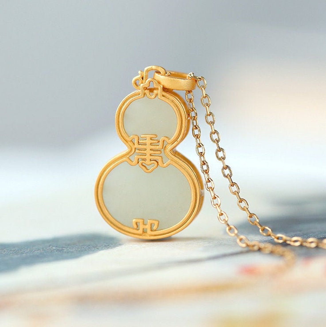 Jade Wu Lou gourd necklace福禄双全Fu Lu Shuang Quan jade Etsy