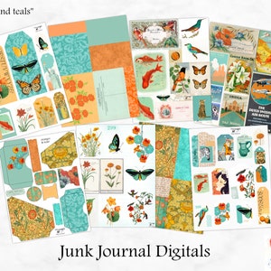 Junk Journal Digitals &quot;Oranges and Teals&quot;