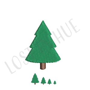 Peut inclure: Cinq sapins de Noël verts de tailles différentes, le plus grand au centre et les plus petits de chaque côté.