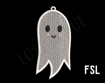 Ghost FSL Ornament Embroidery Design - GHOST FSL Ornament Machine Embroidery Design File - 4x4 inch hoop - In The Hoop Projects - Halloween