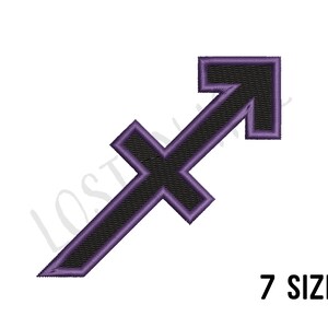 Sagitario Signo zodiacal Diseño de bordado - Sagitario Máquina Bordado Archivo de diseño - Signo Sagitario 2 Colores - Bordado glifo zodiacal