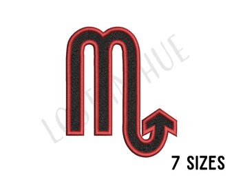 Diseño de bordado de signo del zodiaco Escorpio - Archivo de diseño de bordado de máquina Escorpio - Signo de Escorpio 2 colores - Bordado de glifo del zodiaco