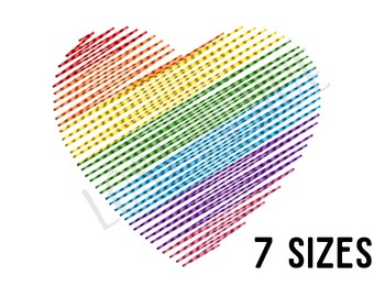 Rainbow Heart Embroidery Design - Love is Love Gay Pride Machine Embroidery Design File - 4x4 inch hoop - Rainbow Heart 7 sizes