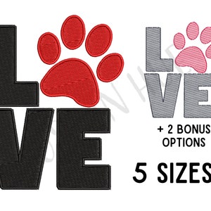 Motif de broderie impression patte amour - amoureux des chiens fichier de motifs de broderie Machine - cerceau de 4 x 4 pouces - joli motif de broderie - motif maman chat