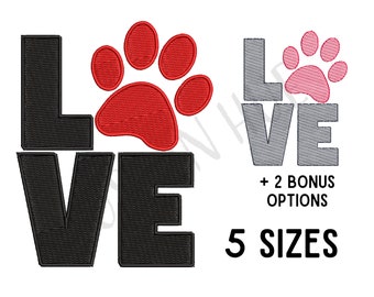 I Love Dog Machine embroidery  Embroidery design  Dog Face  Dog Lovers  I Love Dogs  Paw  Cute Dogs
