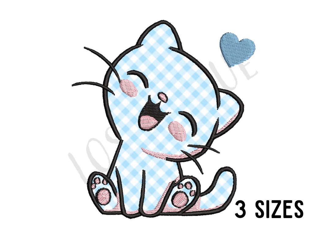 Applique Cat Embroidery Design - Cute Happy Cat Applique Machine ...