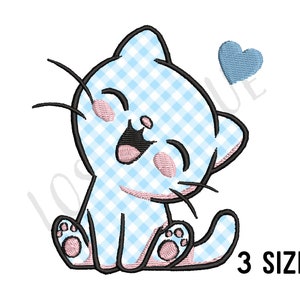 Applique Cat Embroidery Design - Cute Happy Cat Applique Machine Embroidery Design File - 3 sizes - Cute Embroidery Pattern