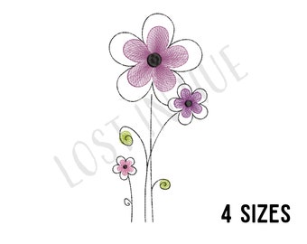 Floral Machine Embroidery File - Whimsical Daisy Flower Machine Embroidery Design File - Embroidery Pattern - Daisy for Embroidery Machine