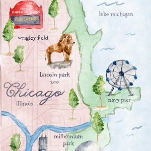 Aquarell Chicago Map (Nordversion)