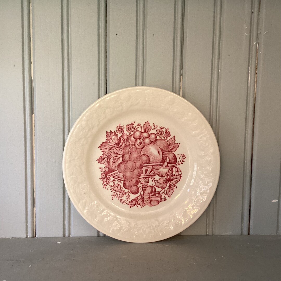Vintage Red Transferware Salad Plate - Etsy