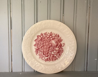 Vintage Red Transferware Salad Plate