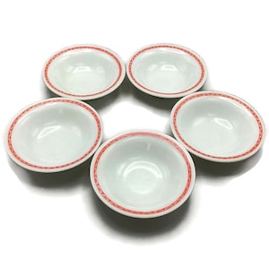Vintage Pyrex Fruit Sauce Bowls Set of 5 * Autumn Bands Red