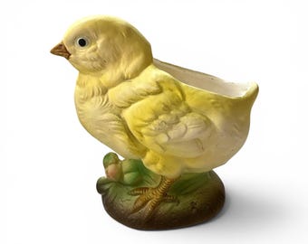 Vintage Bisque Ceramic Chick Planter