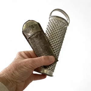 Antique Nutmeg Grater and Small Round Standing Grater Pair