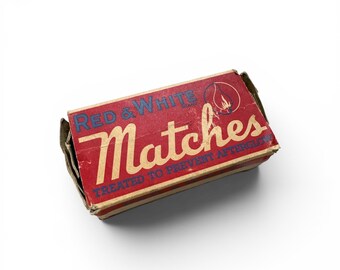 Vintage Red & White Brand Match Box Grocery Store Memorabilia