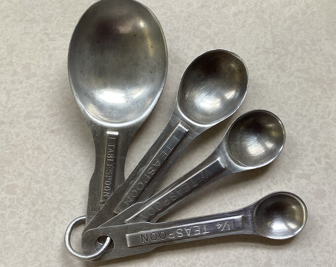 Vintage Measuring Spoon Set Aluminum Etsy
