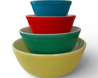 Primary Colors Vintage Pyrex Mixing Bowl Complete Set 401 - 404. - Etsy