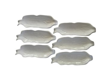 Vintage Ceramic Corn Cob Cradle Dish Set of 6