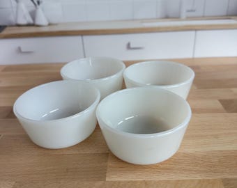 Vintage Anchor Hocking Fire King Milk Glass Custard Cup Set of 4 Prep Bowls