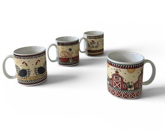 Vintage Sakura “Weathervane” Coffee Mug Complete Set by Debbie Mumm