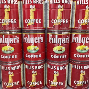 Vintage Hills Brothers or Folgers Coffee Tin * Farm Kitchen Decor