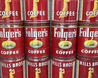 Vintage Hills Brothers or Folgers Coffee Tin * Farm Kitchen Decor