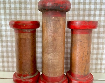 Vintage Wooden Spool Set of 3