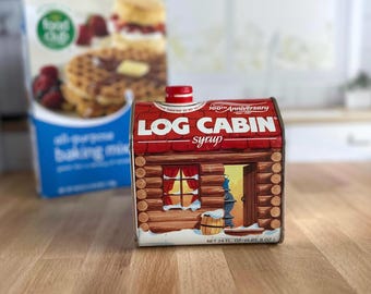 Vintage Log Cabin Syrup Tin