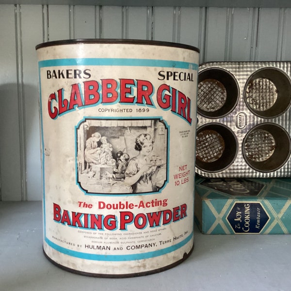 Clabber Girl Baking Powder Large Vintage Tin Etsy