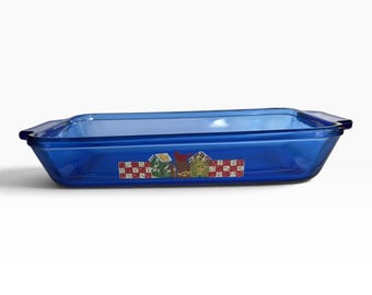 Vintage Anchor Hocking Cobalt Blue Rectangular Baking Pan