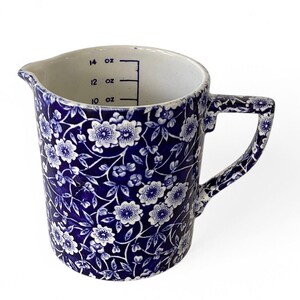 Vintage Crownfield Blue Calico Measuring Cup * Staffordshire England